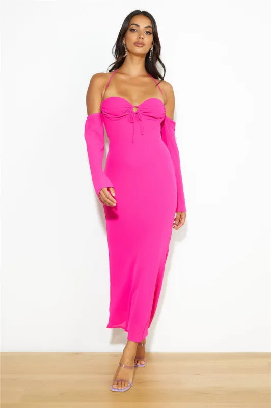 RUNAWAY Desiree Midi Dress Fuchsia sold by Hello Molly