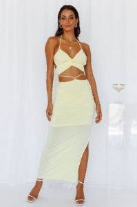 Pure Bliss Midi Dress Lemon sold by Hello Molly