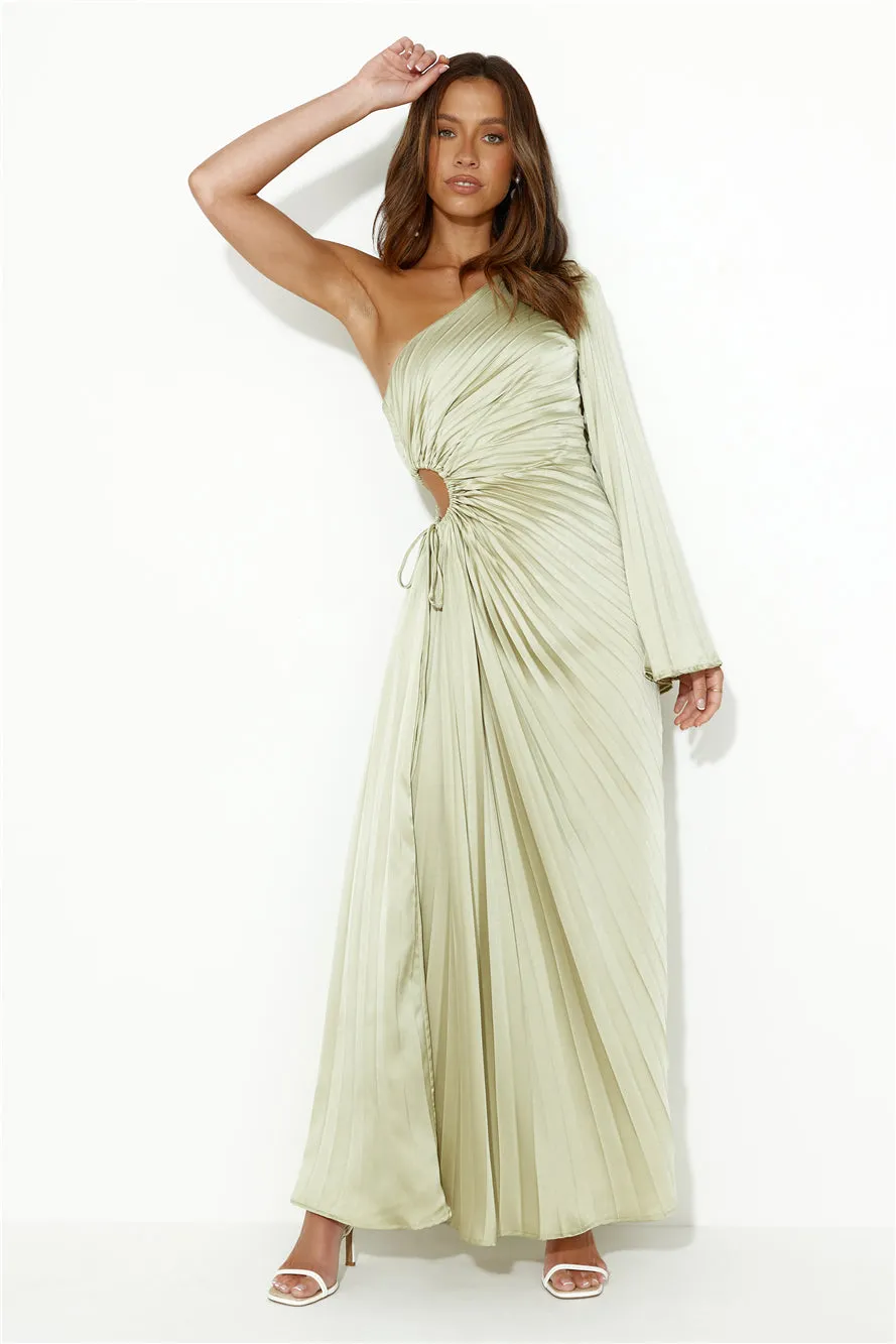 Land Of Beauty One Shoulder Maxi Dress Lime sold by Hello Molly product image thumbnail 3