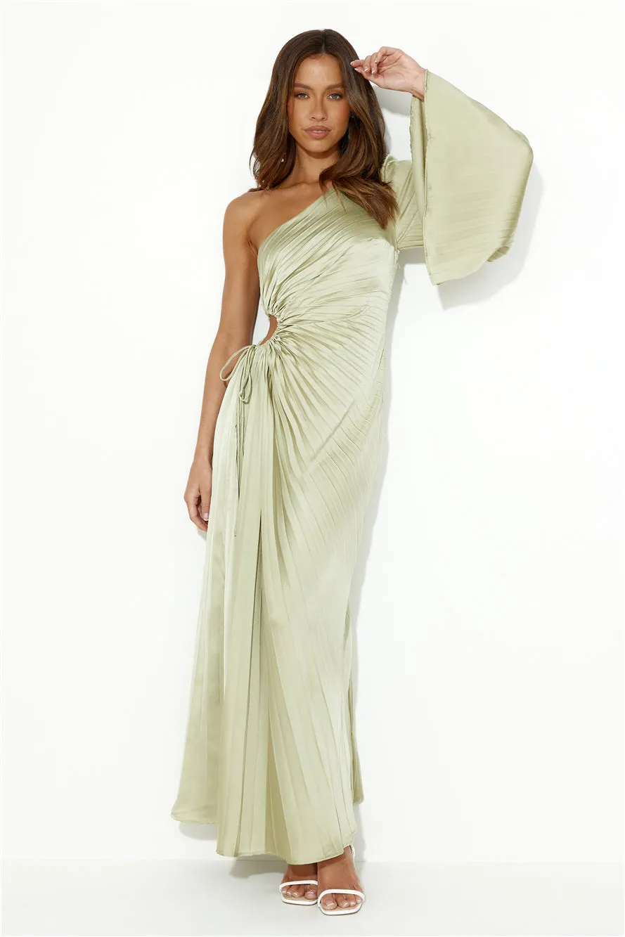 Land Of Beauty One Shoulder Maxi Dress Lime sold by Hello Molly