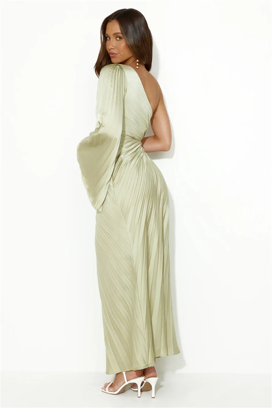 Land Of Beauty One Shoulder Maxi Dress Lime sold by Hello Molly product image thumbnail 5