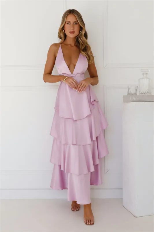 Party Of The Year Satin Maxi Dress Lilac sold by Hello Molly