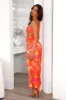 Beach Vibe One Shoulder Satin Maxi Dress Orange sold by Hello Molly