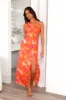 Beach Vibe One Shoulder Satin Maxi Dress Orange sold by Hello Molly