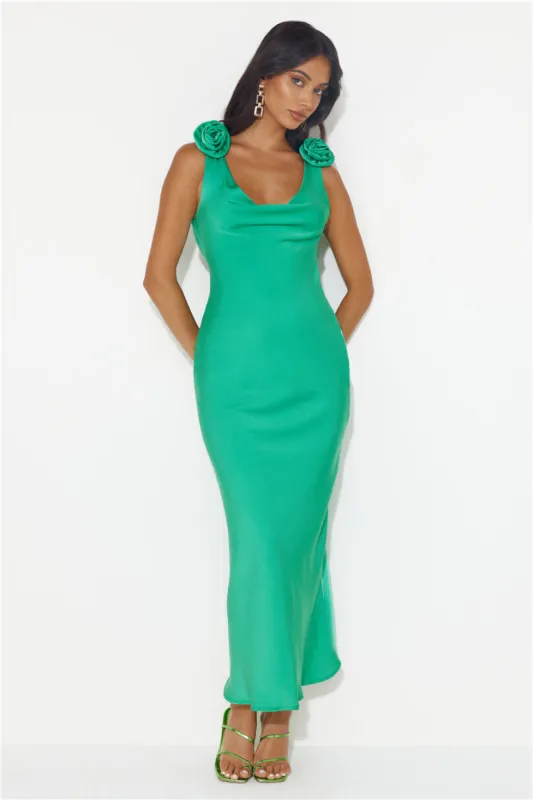 Event Of All Events Satin Maxi Dress Green sold by Hello Molly