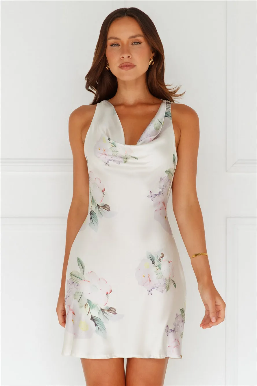 Tulip Twist Satin Mini Dress Cream sold by Hello Molly product image thumbnail 3