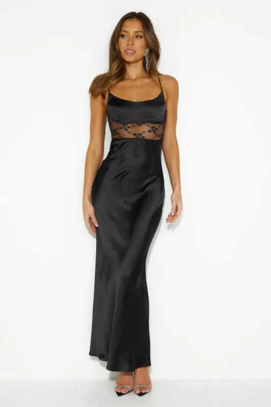 Create with Confidence Satin Maxi Dress Black sold by Hello Molly
