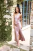 HELLO MOLLY The Aurora One Shoulder Satin Maxi Dress Dusty Pink sold by Hello Molly