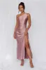 HELLO MOLLY The Aurora One Shoulder Satin Maxi Dress Dusty Pink sold by Hello Molly