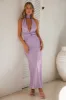Beauty Of The Night Halter Satin Maxi Dress Lilac sold by Hello Molly