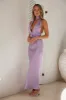 Beauty Of The Night Halter Satin Maxi Dress Lilac sold by Hello Molly