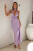 Beauty Of The Night Halter Satin Maxi Dress Lilac sold by Hello Molly