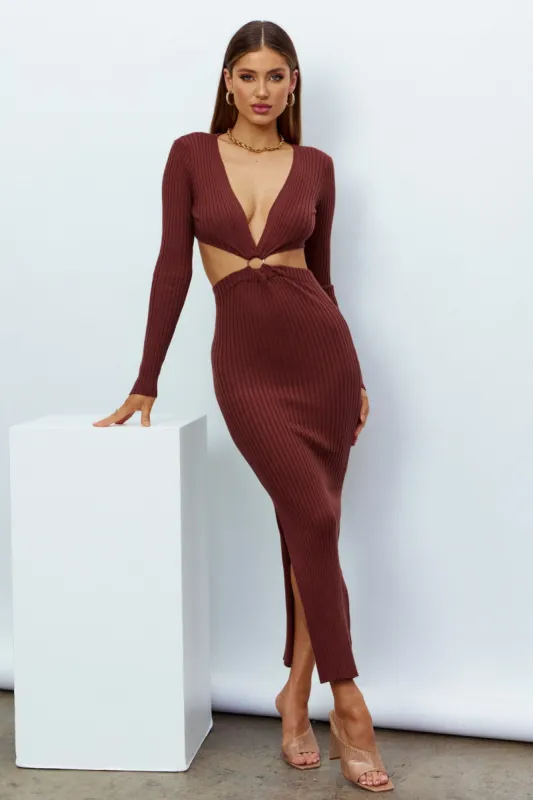 Roll Deep Midi Dress Brown sold by Hello Molly