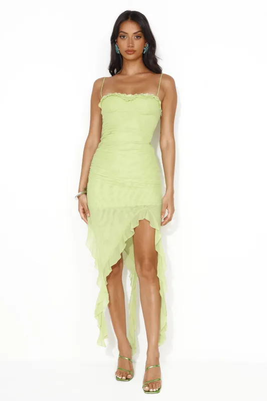 Zesty Lime Mesh Midi Dress Green sold by Hello Molly