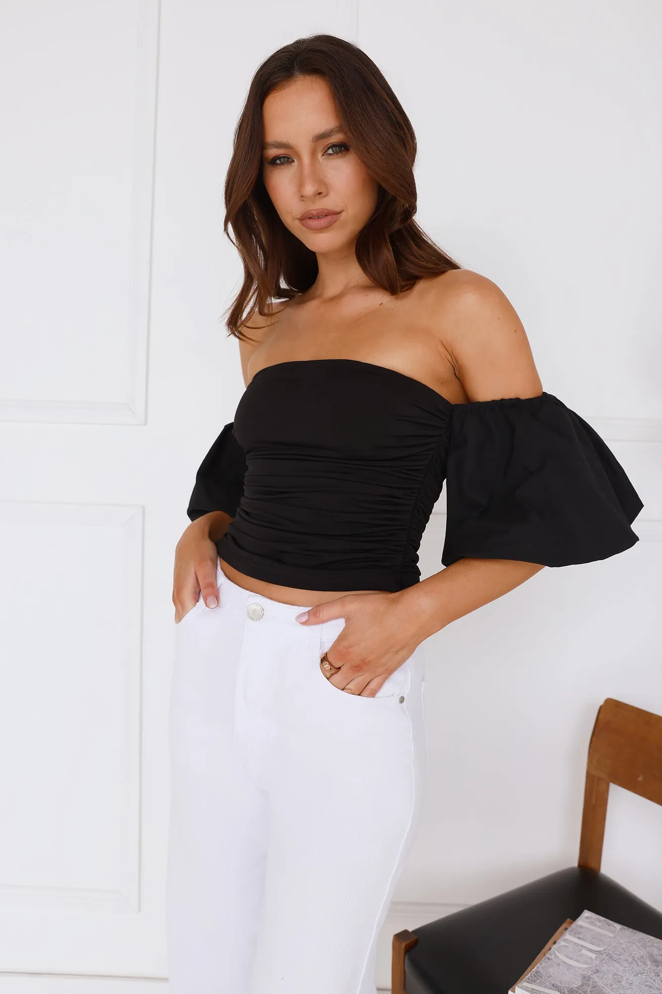 Trendsetter Style Off Shoulder Top Black sold by Hello Molly product image thumbnail 3