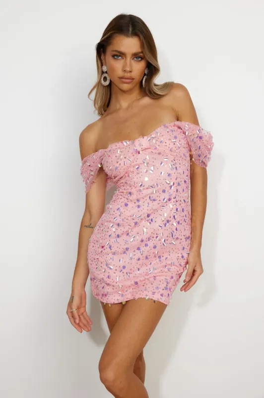 Light It Bright Sequin Mini Dress Pink sold by Hello Molly