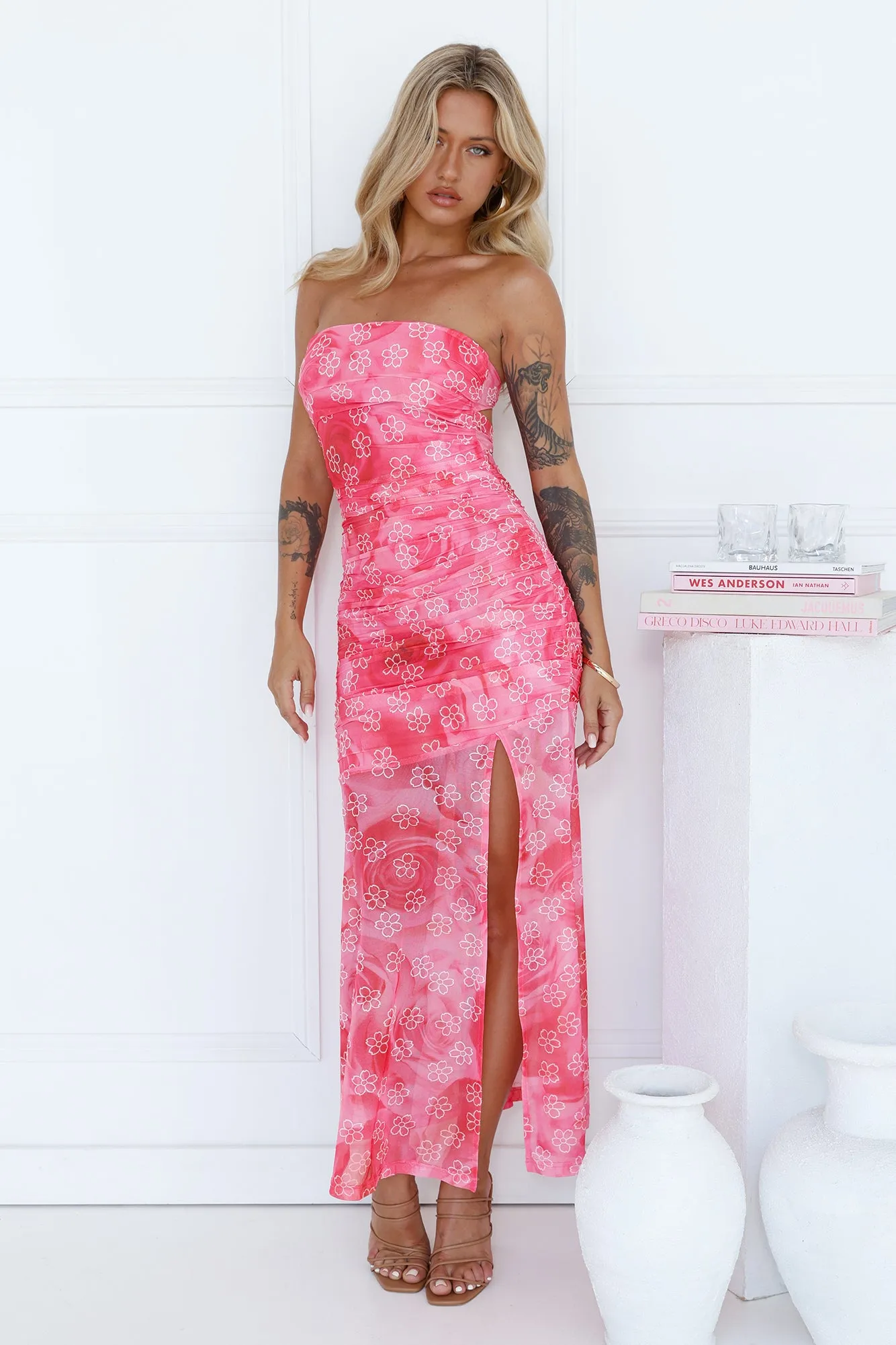 Frangipani Island Strapless Maxi Dress Pink sold by Hello Molly product image thumbnail 3