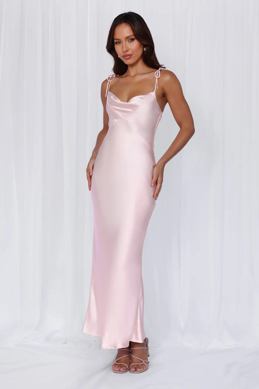 HELLO MOLLY The Penelope Cowl Satin Maxi Dress Pink sold by Hello Molly