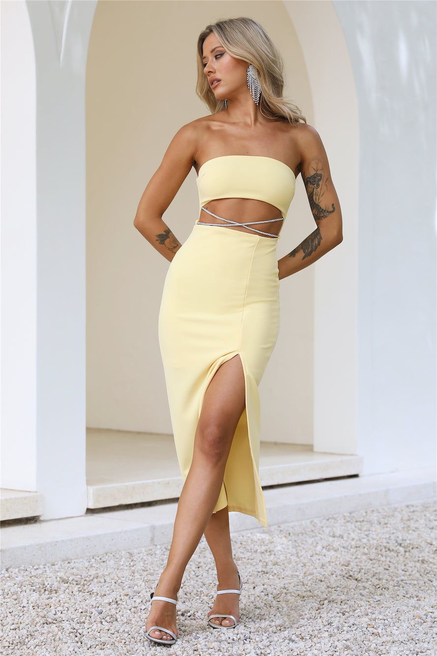 Diamanté Dreams Midi Dress Yellow sold by Hello Molly product image thumbnail 2