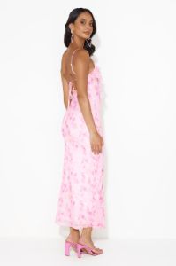 Loving Fun Vibes Frill Mesh Maxi Dress Pink sold by Hello Molly