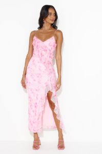 Loving Fun Vibes Frill Mesh Maxi Dress Pink sold by Hello Molly