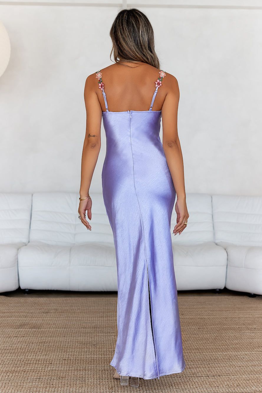 Flower Chains Satin Maxi Dress Lilac sold by Hello Molly product image thumbnail 5