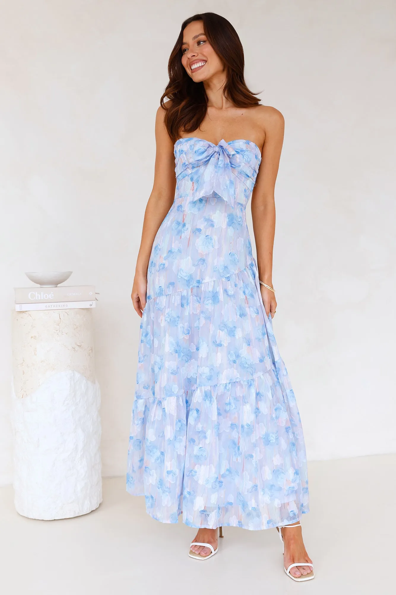 Ethereal Spring Strapless Maxi Dress Blue sold by Hello Molly product image thumbnail 2