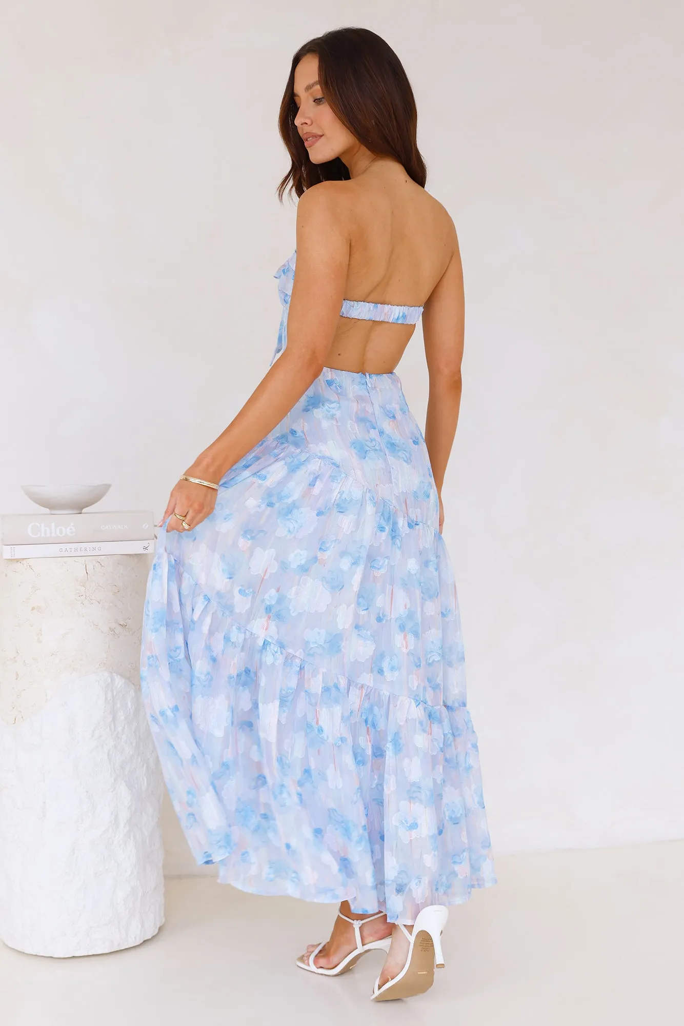 Ethereal Spring Strapless Maxi Dress Blue sold by Hello Molly product image thumbnail 4