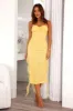 Top Tier Lace Strapless Frill Midi Dress Yellow sold by Hello Molly