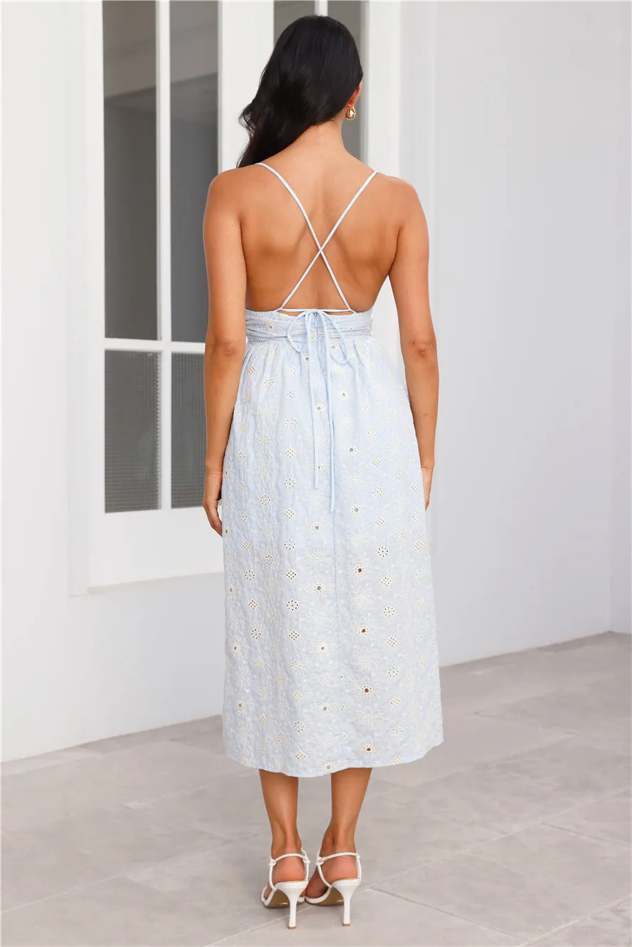 Pastel Paradise Embroidered Midi Dress Blue sold by Hello Molly product image thumbnail 5