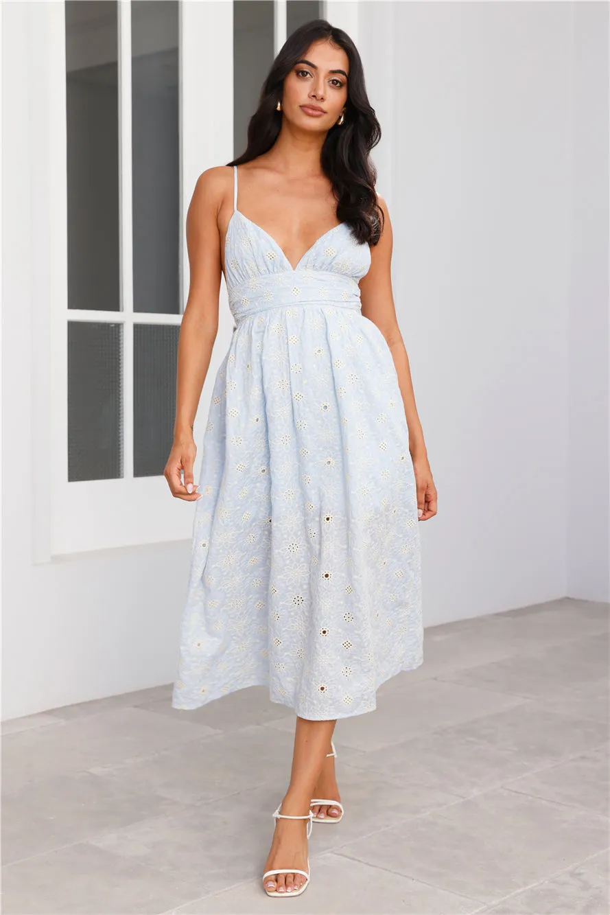 Pastel Paradise Embroidered Midi Dress Blue sold by Hello Molly product image thumbnail 3