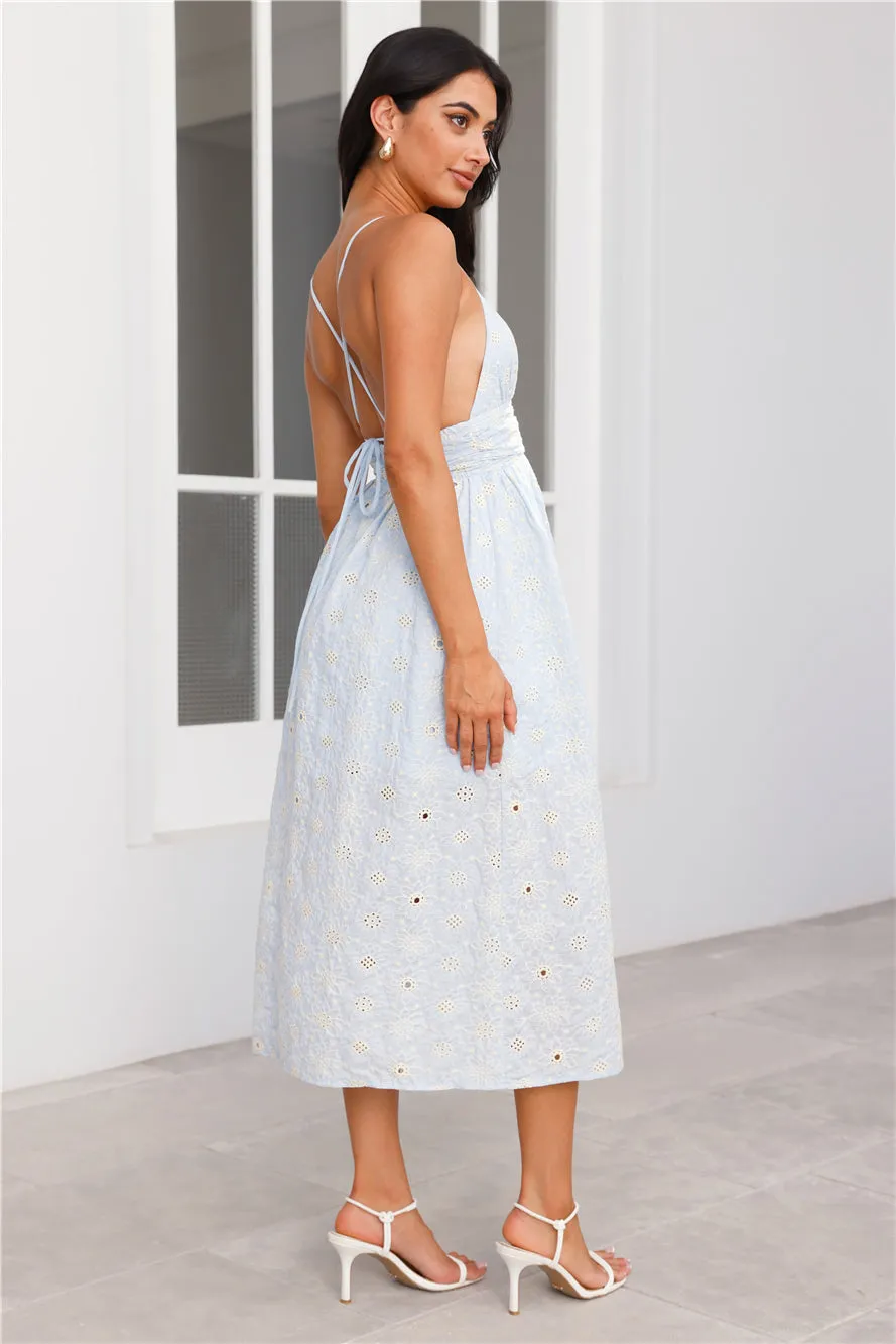 Pastel Paradise Embroidered Midi Dress Blue sold by Hello Molly product image thumbnail 4