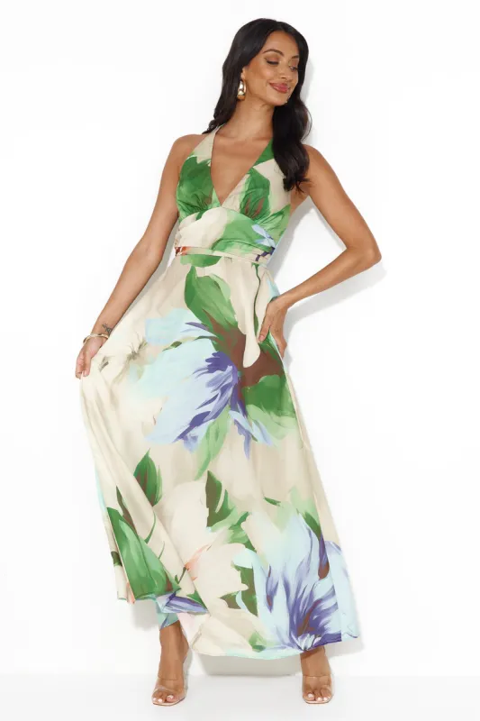 Gili Islands Halter Maxi Dress Green sold by Hello Molly