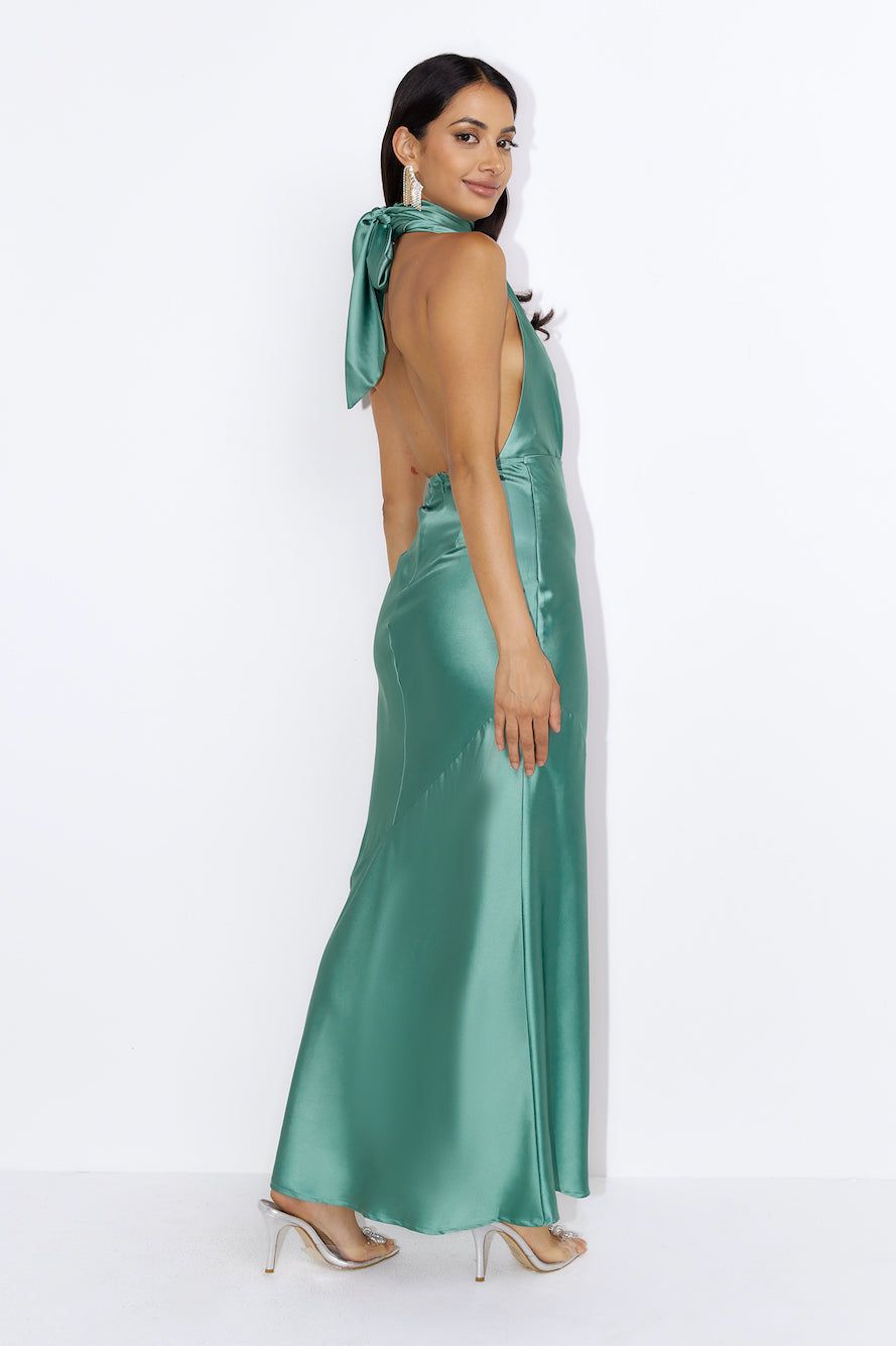 Luxury Events Satin Maxi Dress Sage sold by Hello Molly product image thumbnail 4