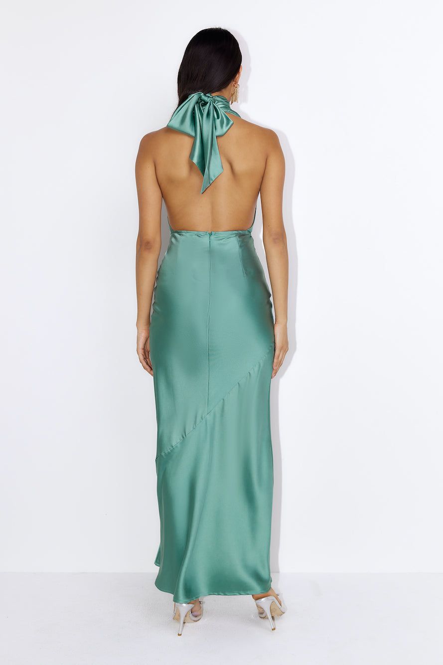 Luxury Events Satin Maxi Dress Sage sold by Hello Molly product image thumbnail 5