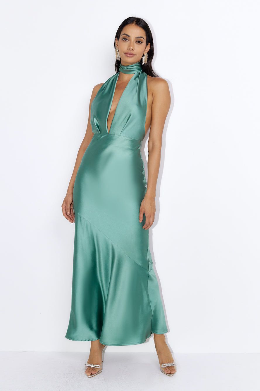 Luxury Events Satin Maxi Dress Sage sold by Hello Molly product image thumbnail 2