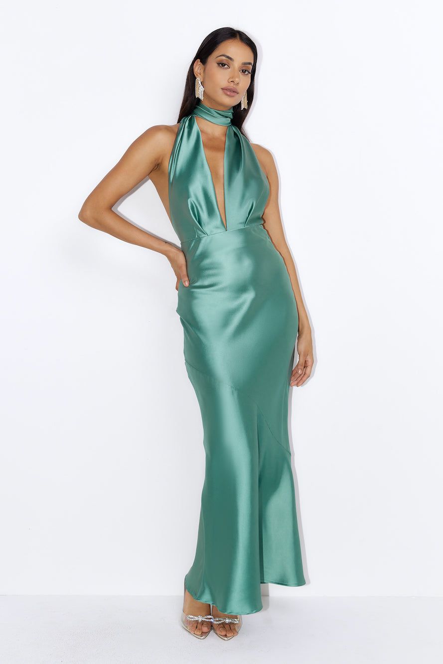 Luxury Events Satin Maxi Dress Sage sold by Hello Molly product image thumbnail 3