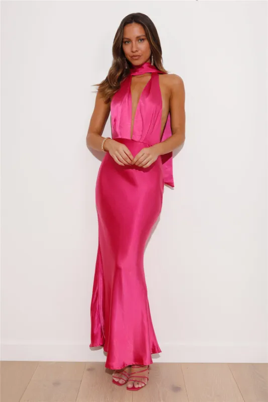 Slip On Class Satin Maxi Dress Pink sold by Hello Molly