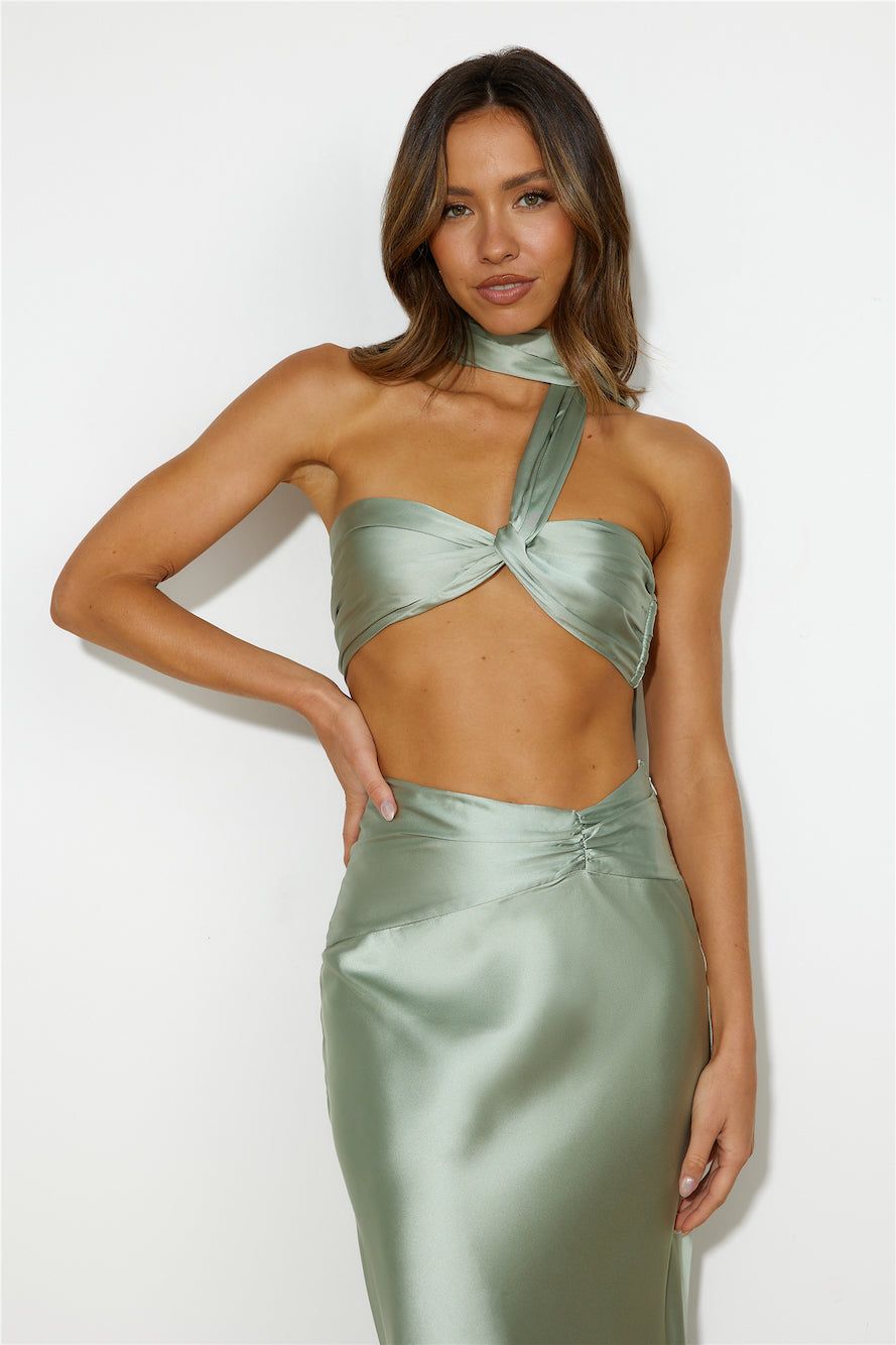 Ideal Vision Satin Crop Top Sage sold by Hello Molly product image thumbnail 3