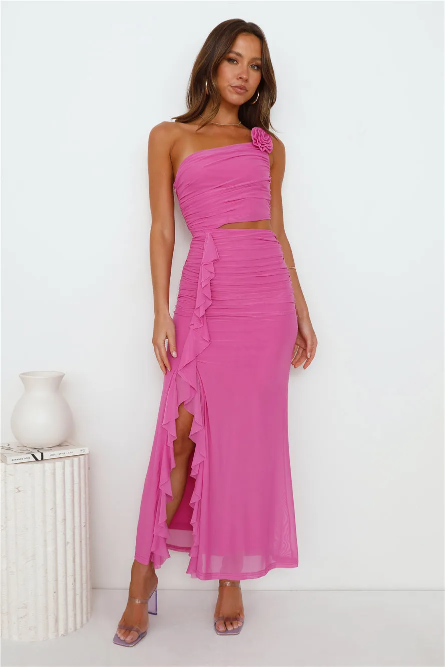 Another Party One Shoulder Mesh Maxi Dress Purple sold by Hello Molly product image thumbnail 3