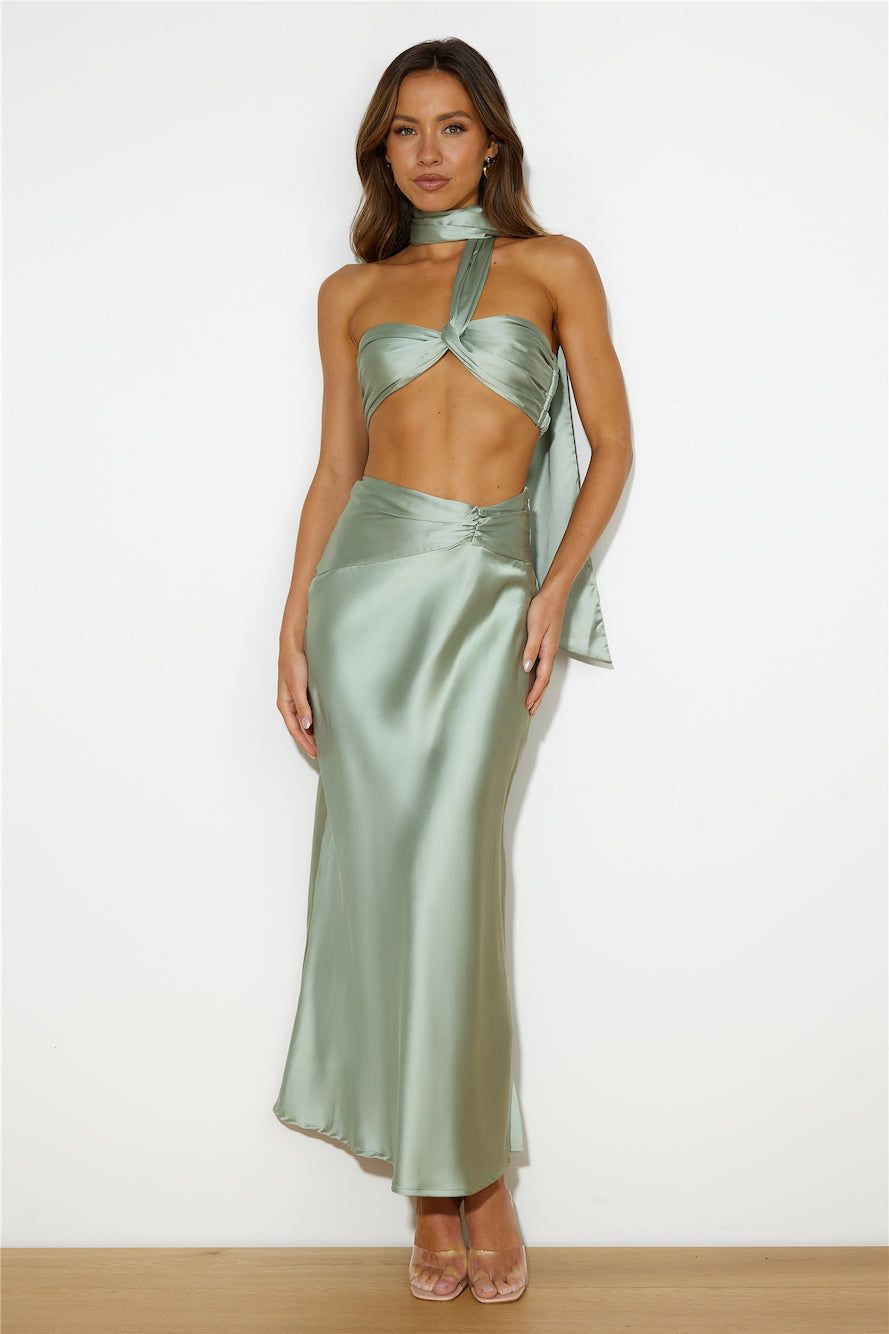 Ideal Vision Satin Crop Top Sage sold by Hello Molly product image thumbnail 2