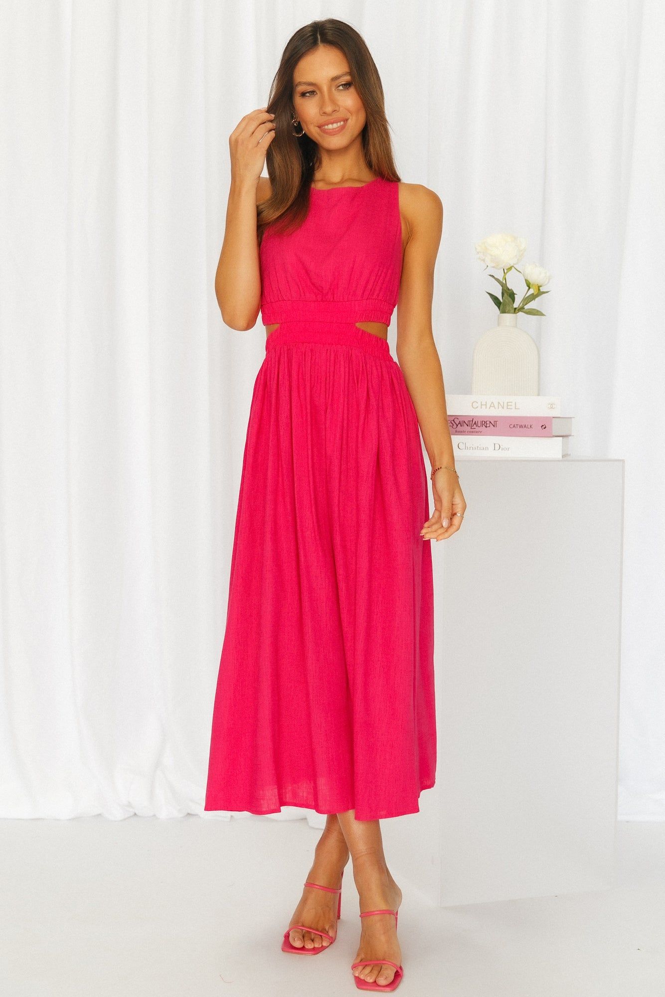 Bayside Beauty Midi Dress Hot Pink sold by Hello Molly product image thumbnail 4