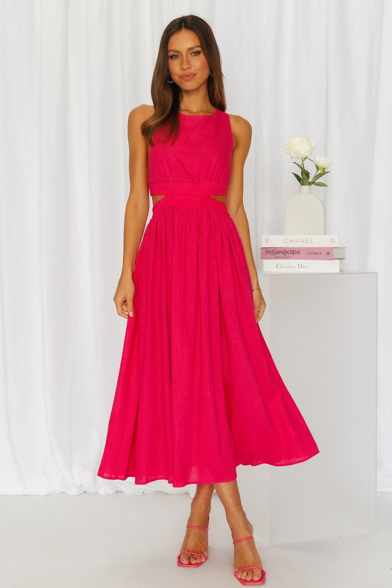 Bayside Beauty Midi Dress Hot Pink sold by Hello Molly