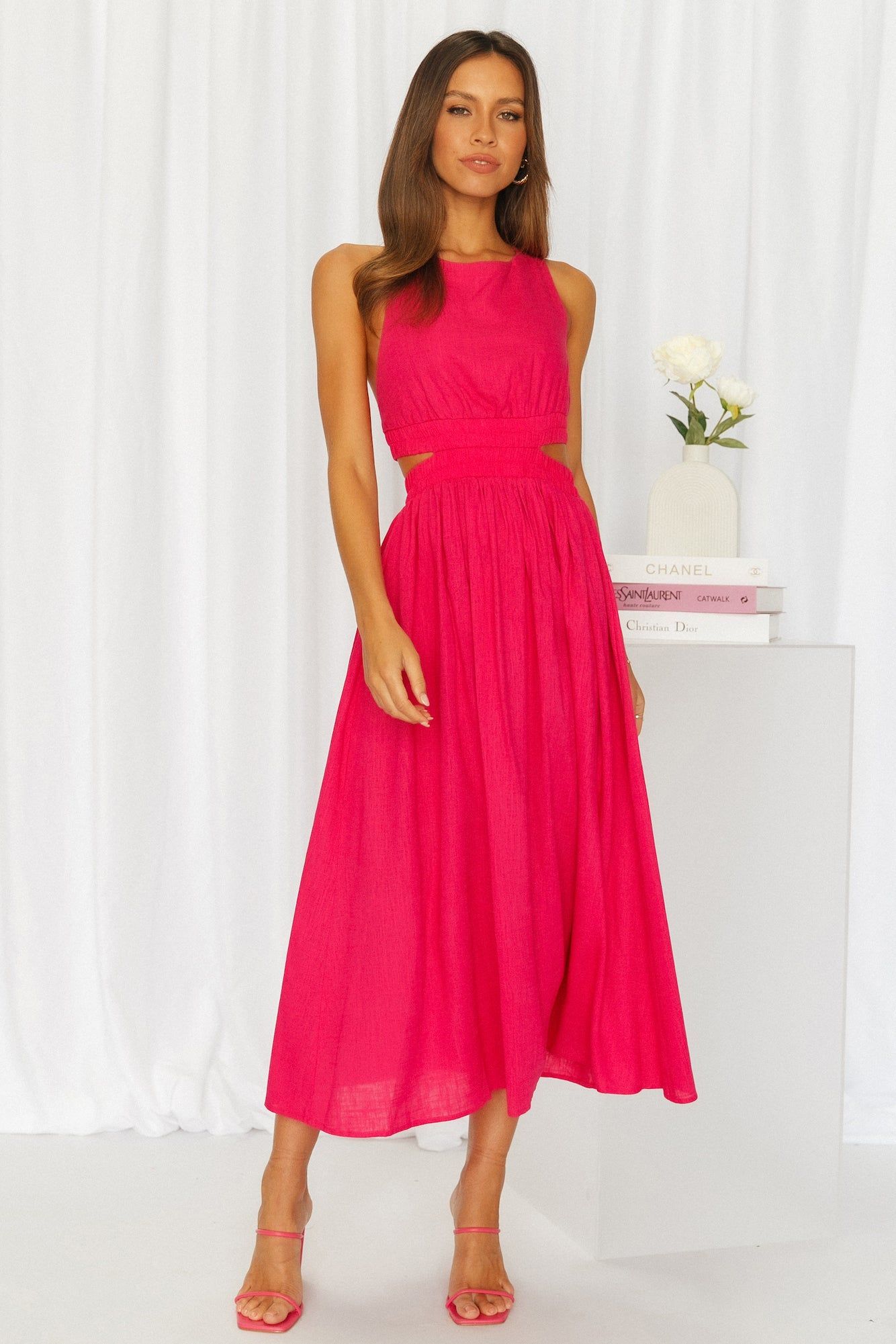 Bayside Beauty Midi Dress Hot Pink sold by Hello Molly product image thumbnail 5