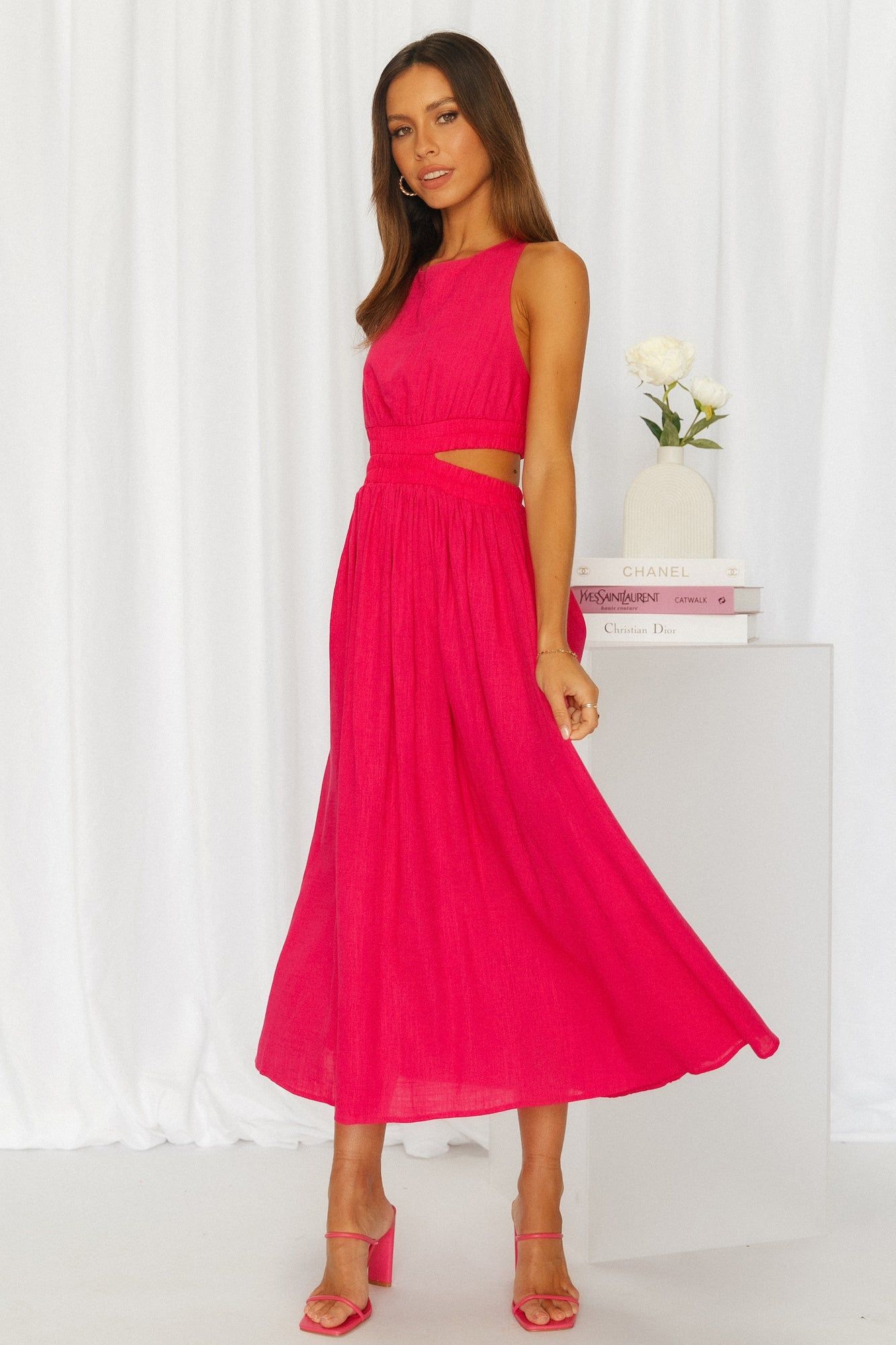 Bayside Beauty Midi Dress Hot Pink sold by Hello Molly product image thumbnail 2