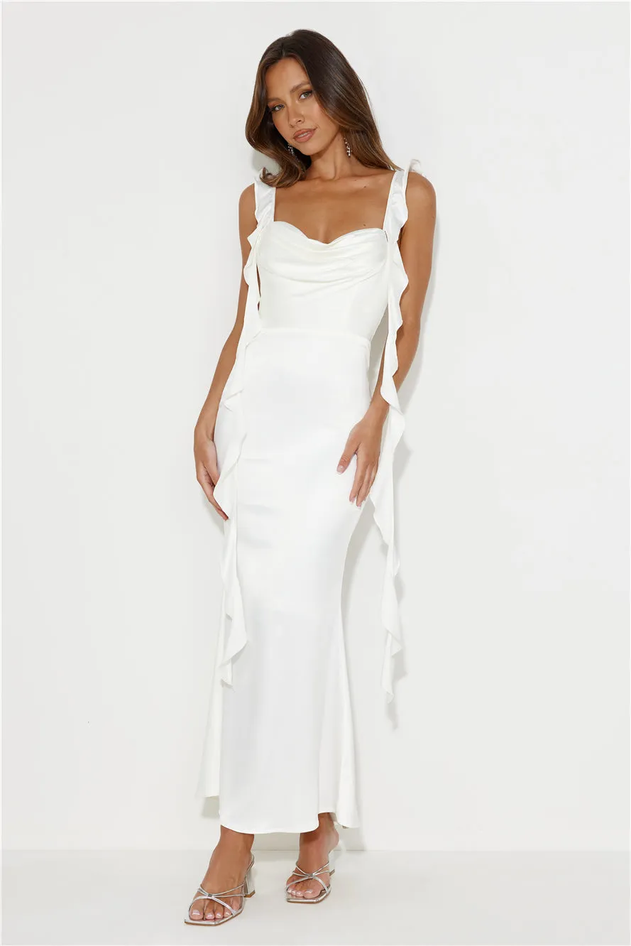 Romance High Satin Maxi Dress White sold by Hello Molly product image thumbnail 3