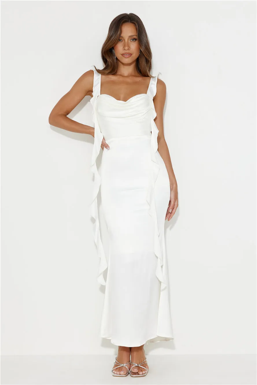 Romance High Satin Maxi Dress White sold by Hello Molly product image thumbnail 4