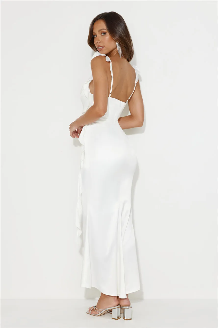 Romance High Satin Maxi Dress White sold by Hello Molly product image thumbnail 5