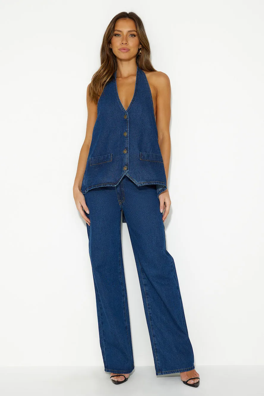 LIONESS Hills Halter Top Dark Denim sold by Hello Molly product image thumbnail 2