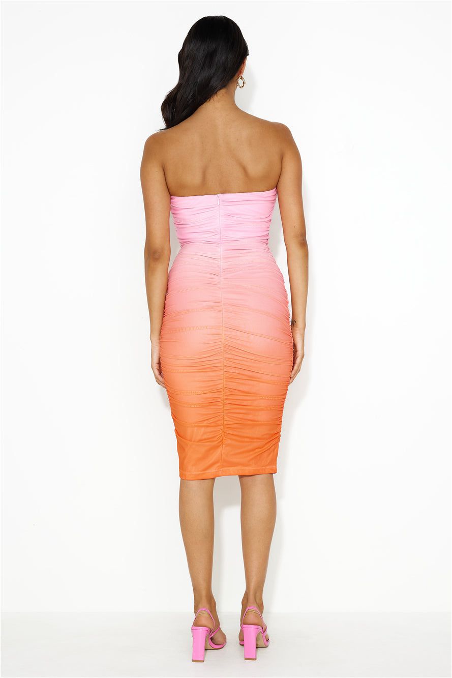 Happy Girl Strapless Mesh Midi Dress Pink sold by Hello Molly product image thumbnail 5